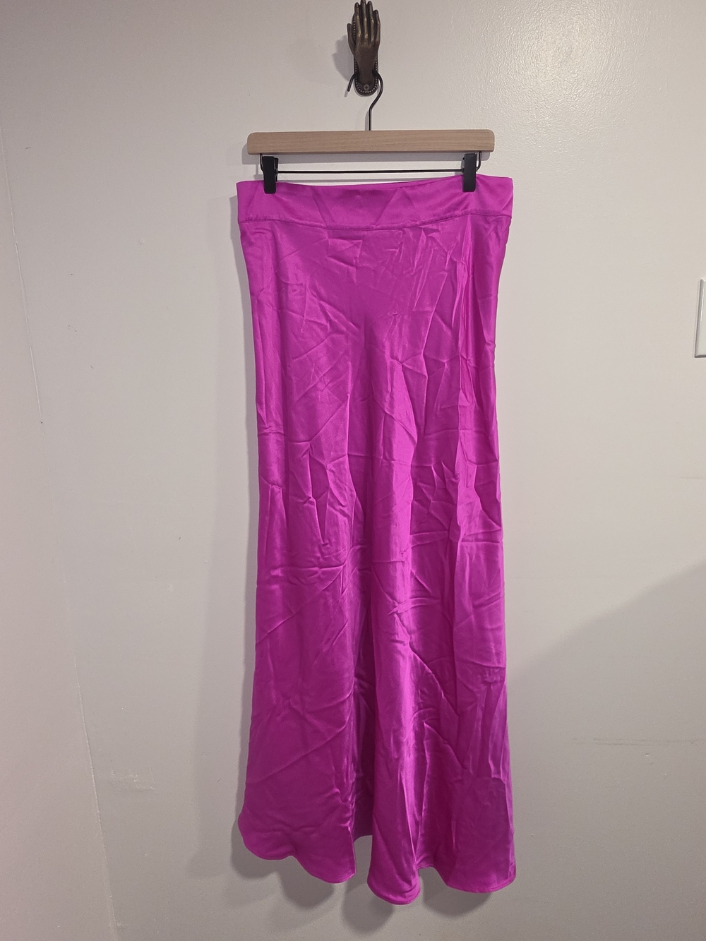 L'AGENCE Women's Ryker Sleek 100% Silk Vivid Hot Pink Maxi Skirt Size 10